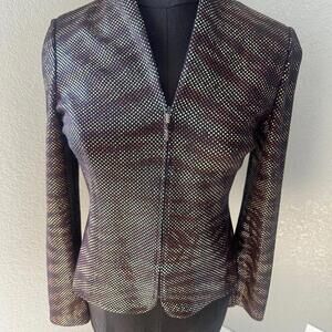 St. John Sequin Jacket Bronze Orange Gold Size 8